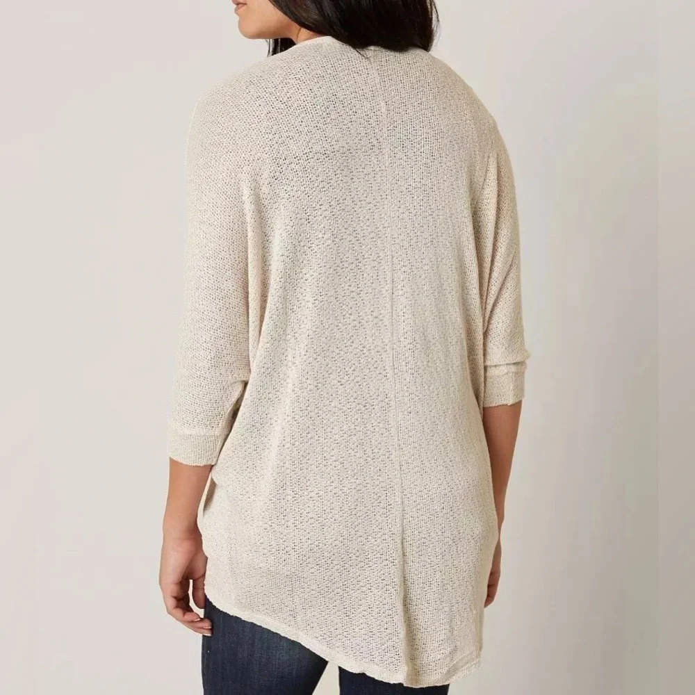 Daytrip Cream Flyaway Knit Open Front Lightweight Cardigan Sweater Size L New